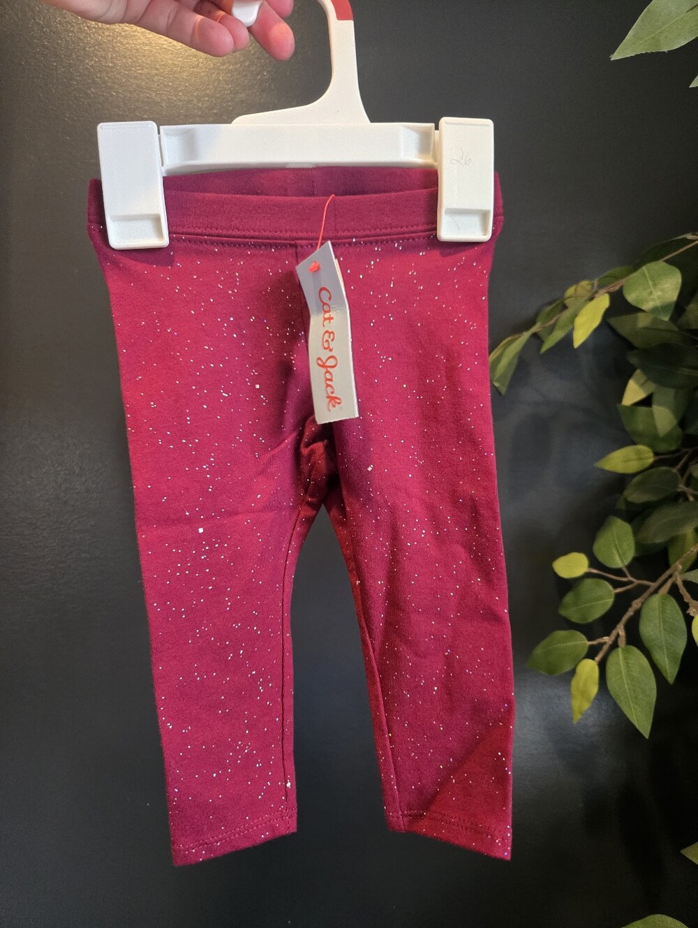 Cat & Jack Girls Sparkle Maroon Leggings NWT 12 Months